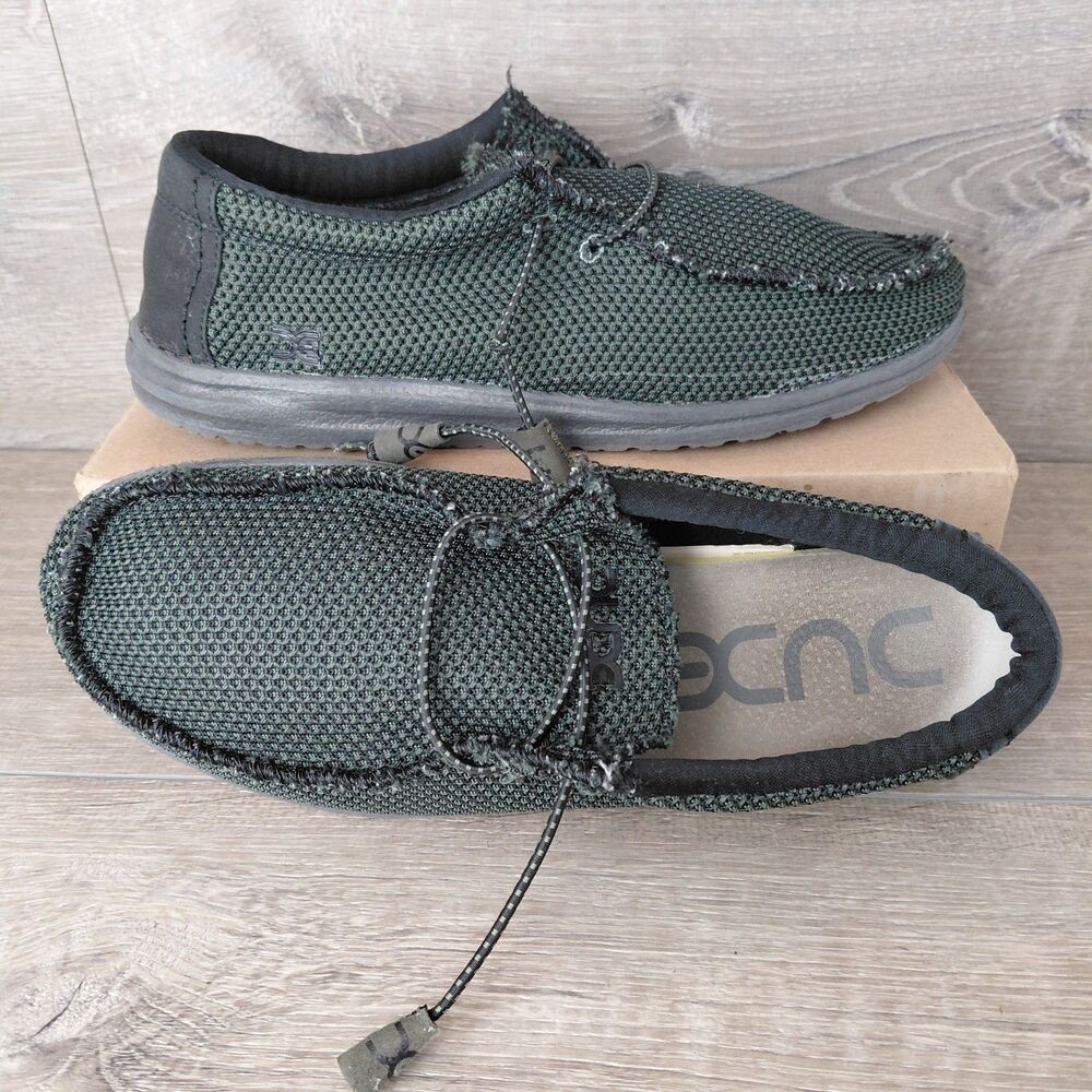 Hey Dude Shoes Mens 11 Wally L Sox Green Black Casual Slip On Loafers Sneakers